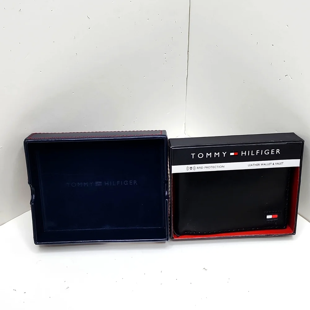 ⭐️TOMMY HILFIGER 💯 MENS WALLET BLACK, LEATHER WALLET